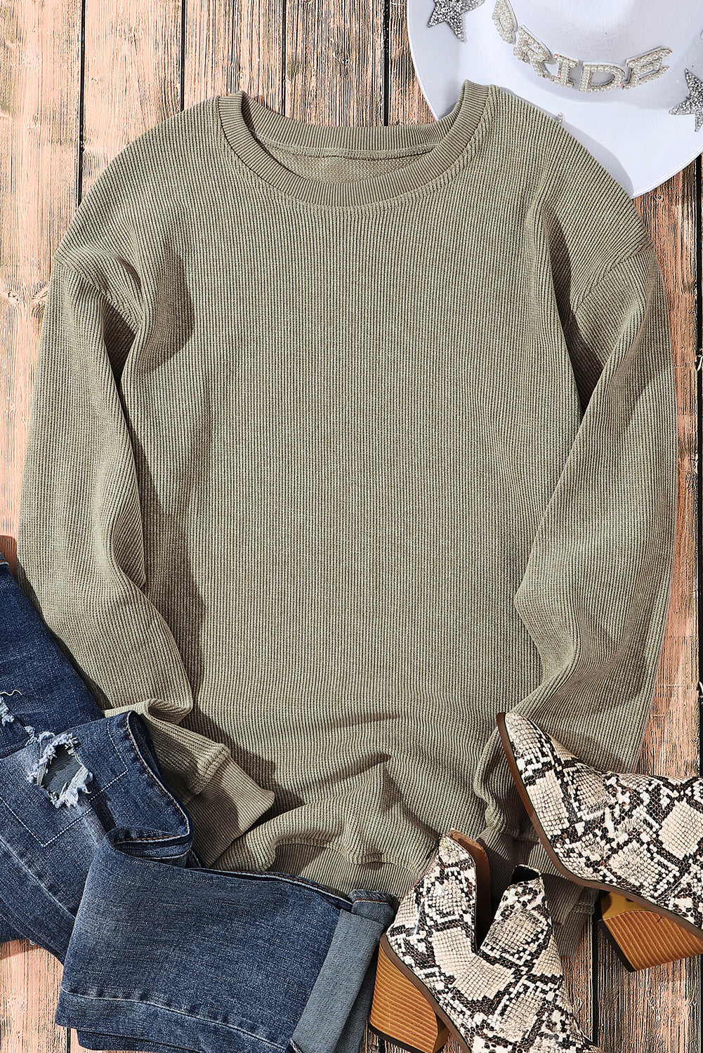 Ribbed Drop Sleeve Pullover Sweatshirt (S-2XL - 6 Colors)