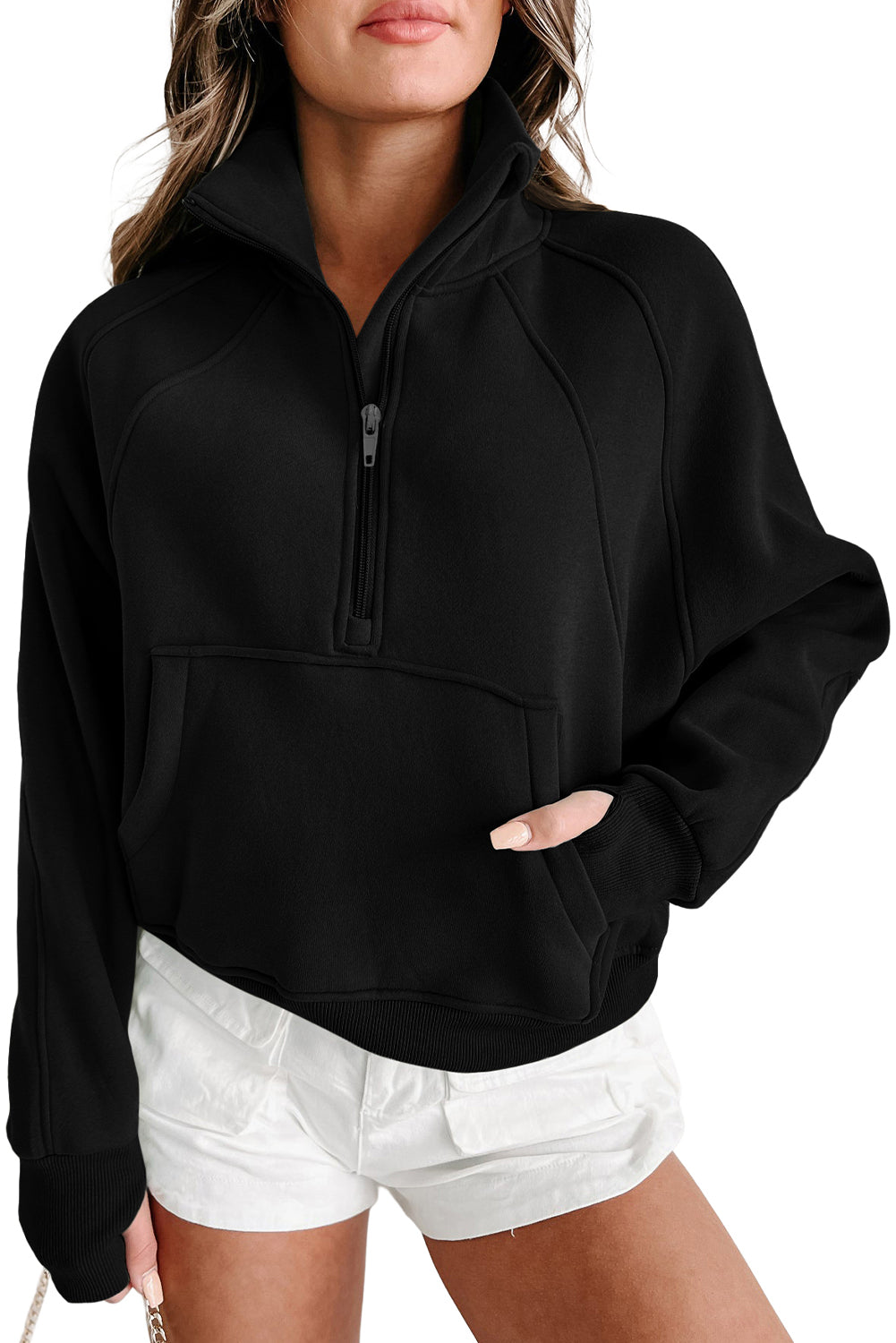 Quarter Zip Flamingo Collar Sweatshirt (S-3XL - 12 Colors)