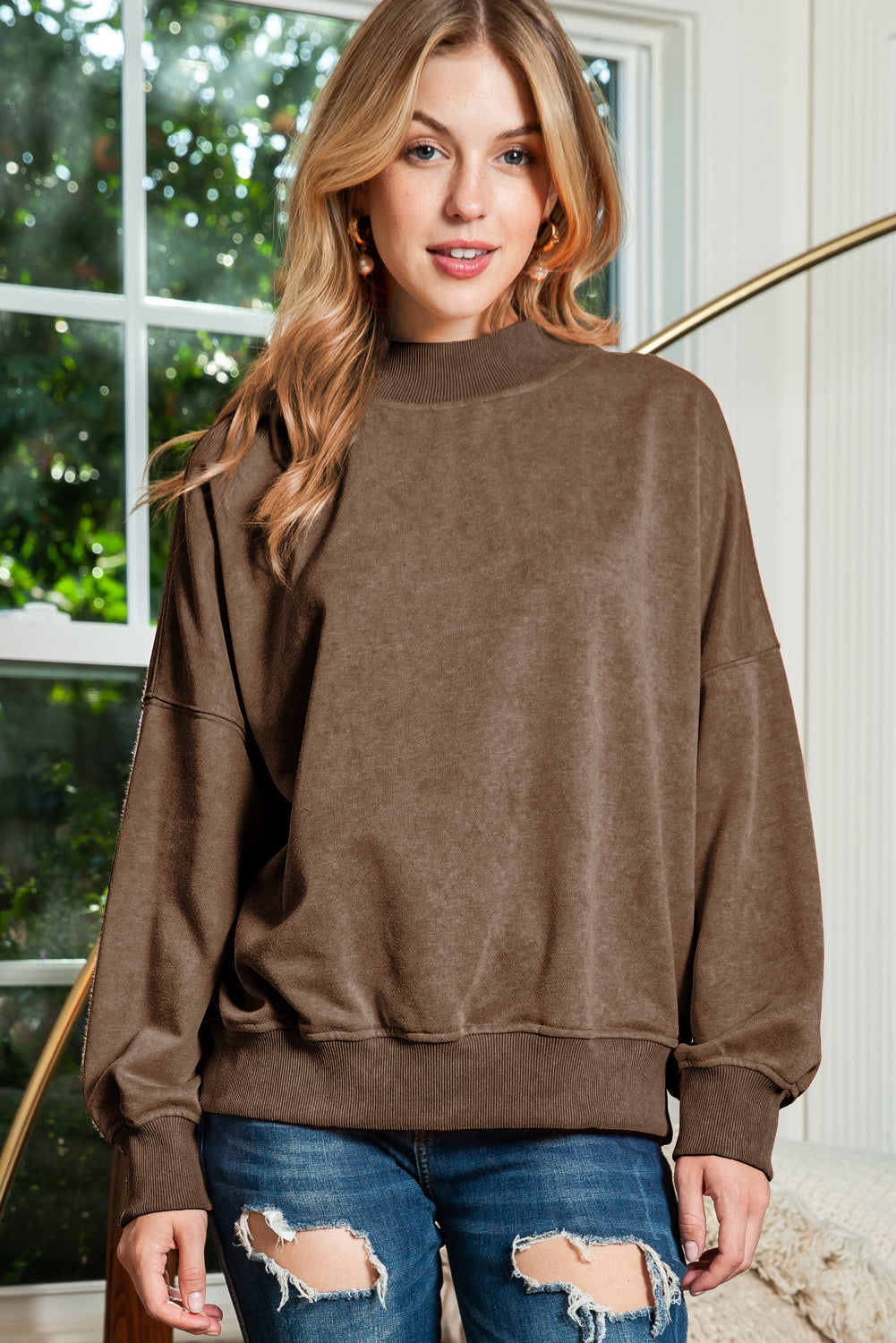 Collegiate Drop Shoulder Crew Neck Sweatshirt (S-2XL - 7 Colors)