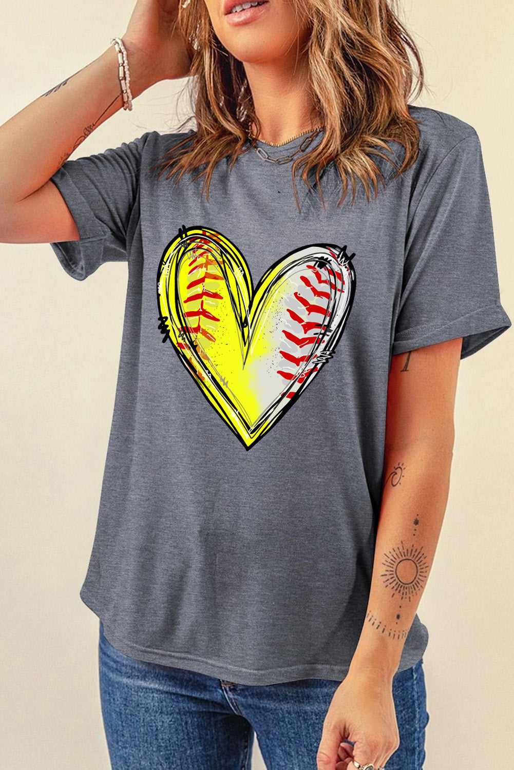 Baseball/Softball Heart Graphic Tee  (S-2XL)