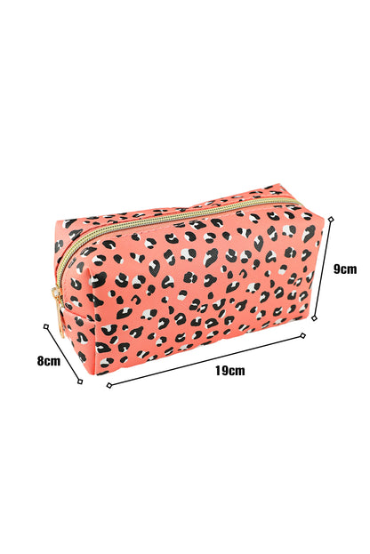 Pink Leopard Print Zipped Cosmetic Storage Bag