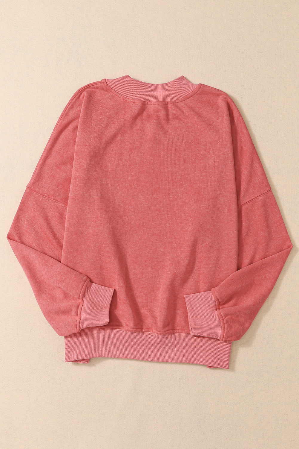 Brown Plain Drop Shoulder Crew Neck Sweatshirt