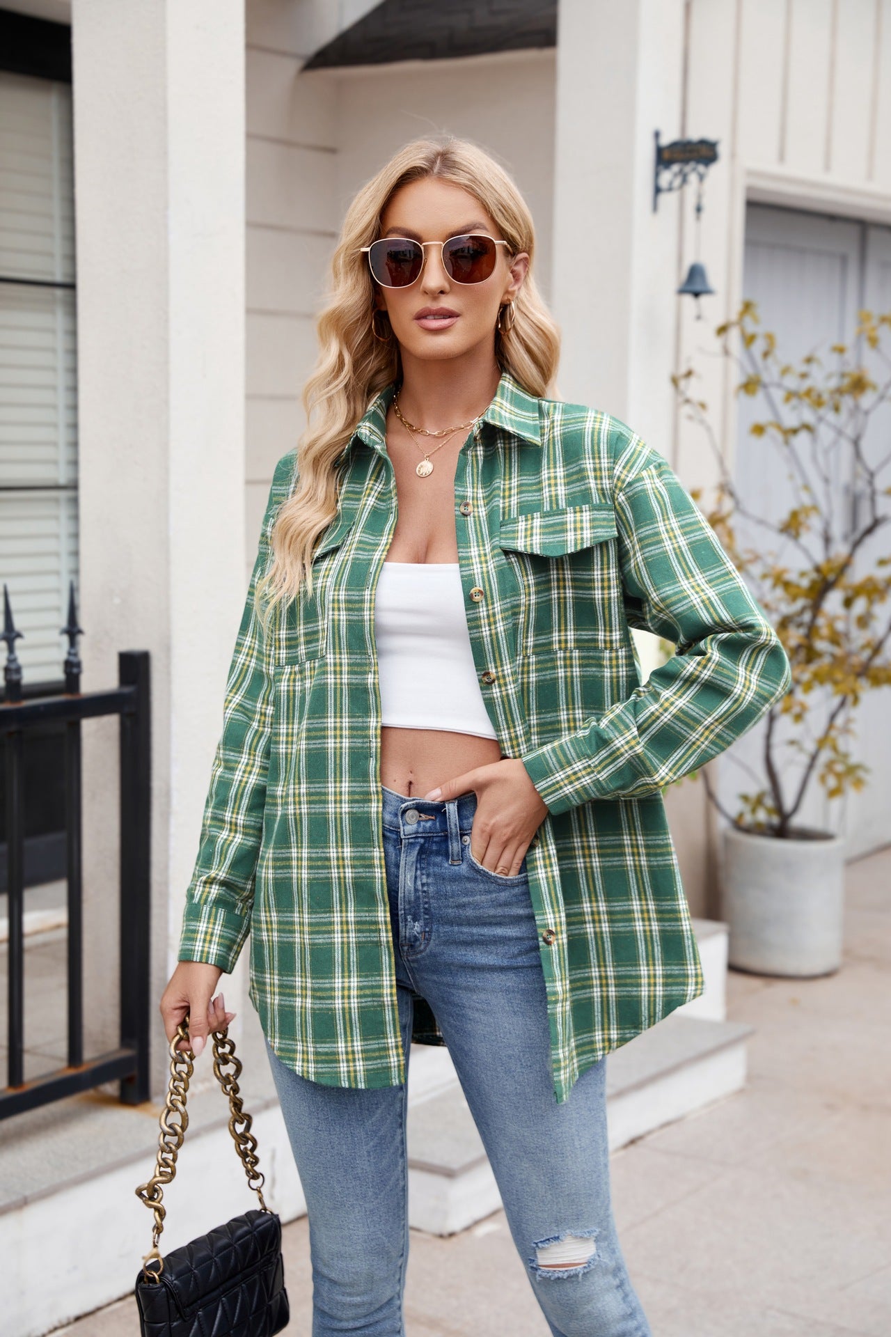 Mandy Plaid Button Up Long Sleeve Shirt (S-2XL - 7 Colors)