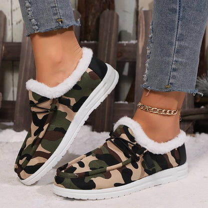 Fuzzy Camo Round Toe Shoes