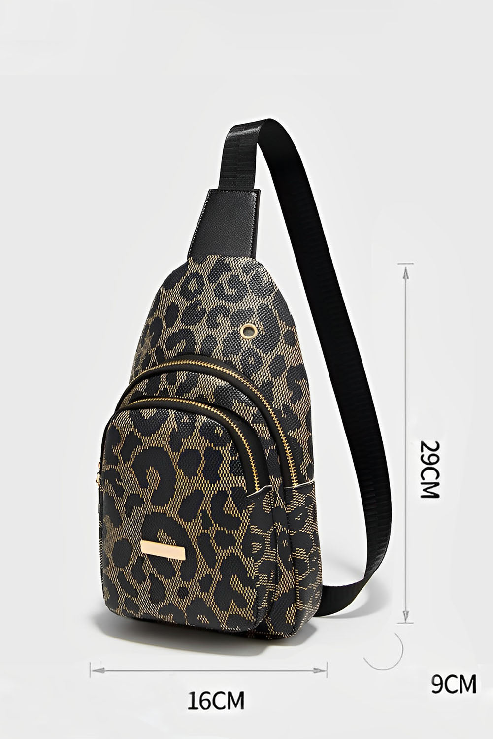 Leopard Leather Zippered Fanny Pack Sling Bag