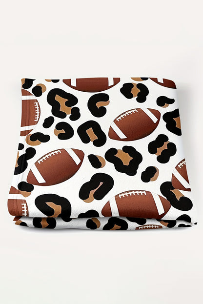 White Leopard & Football Print Flannel Blank