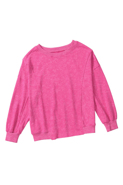 Blank Rose Distressed Loose Crew Neck Long Sleeve (S-2XL)