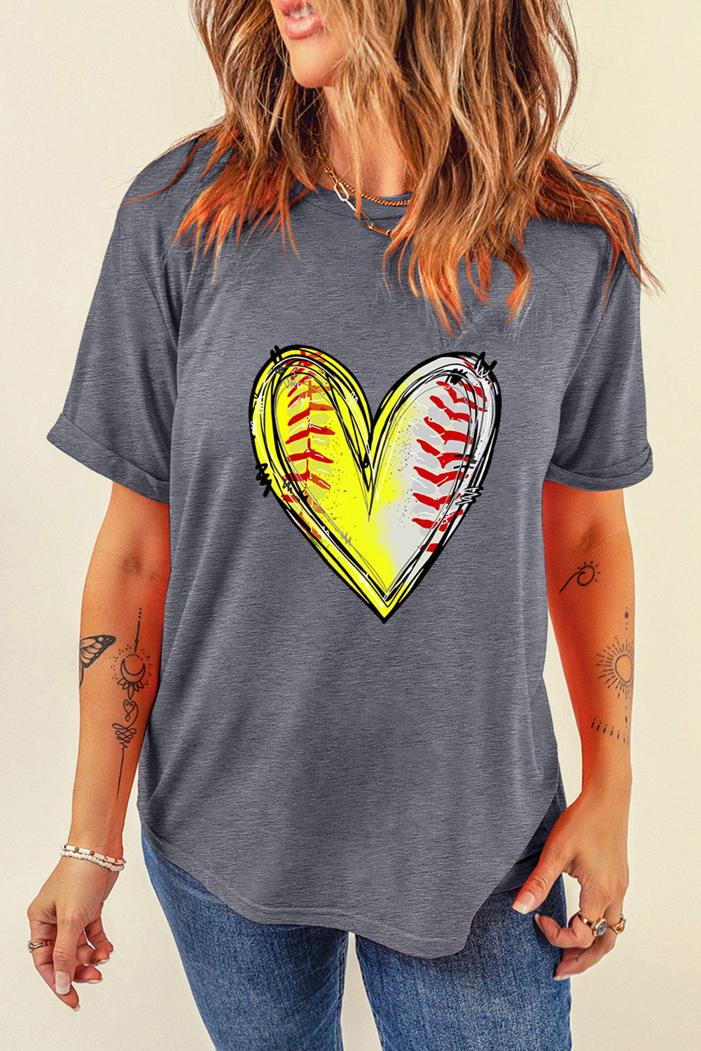 Baseball/Softball Heart Graphic Tee  (S-2XL)