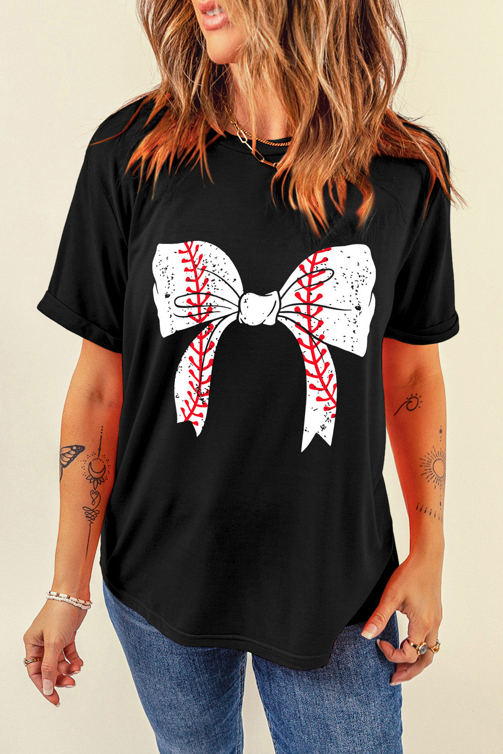 Baseball/Softball Bow Graphic Tee (S-2XL - 2 Styles)