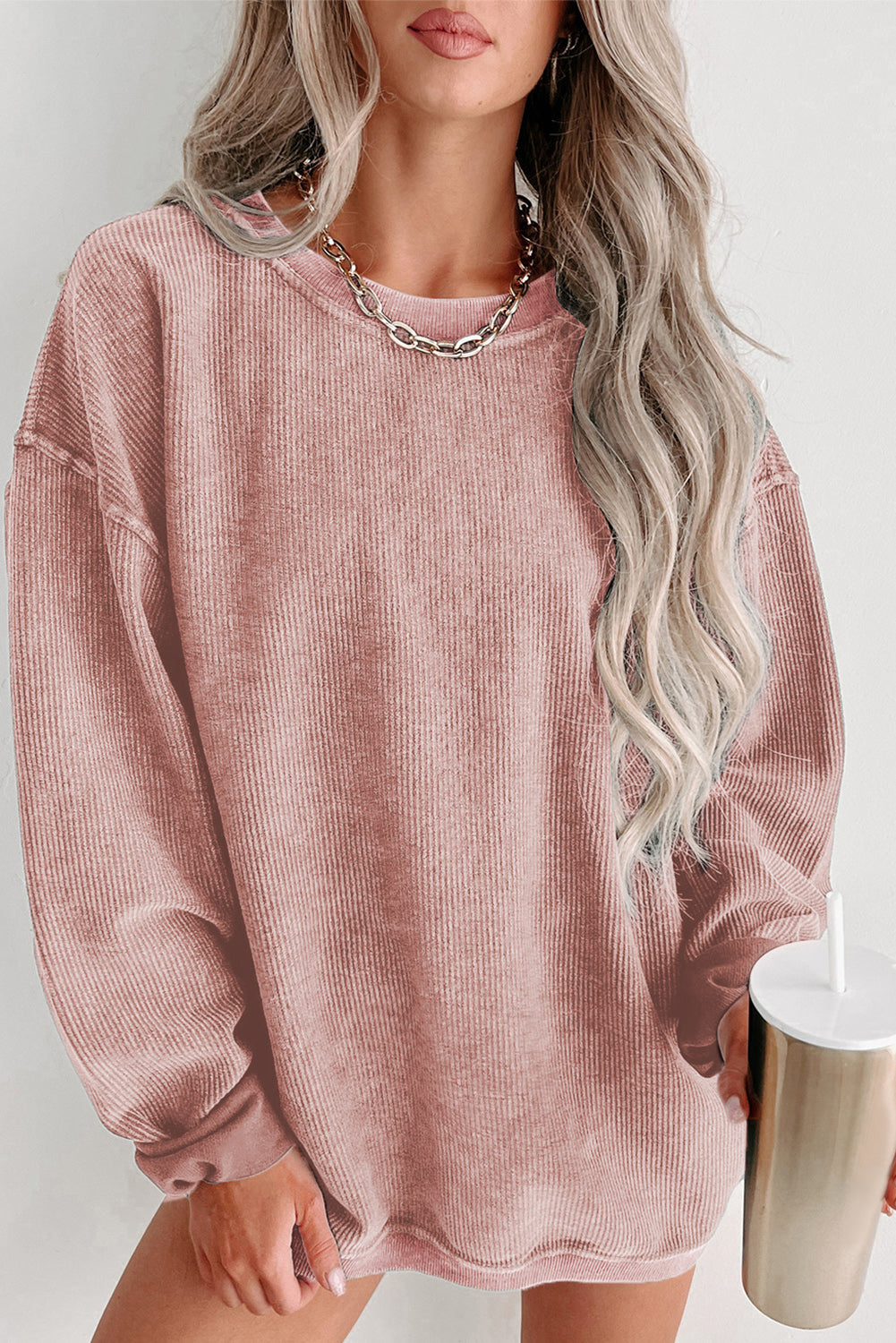 Ribbed Drop Sleeve Pullover Sweatshirt (S-2XL - 6 Colors)