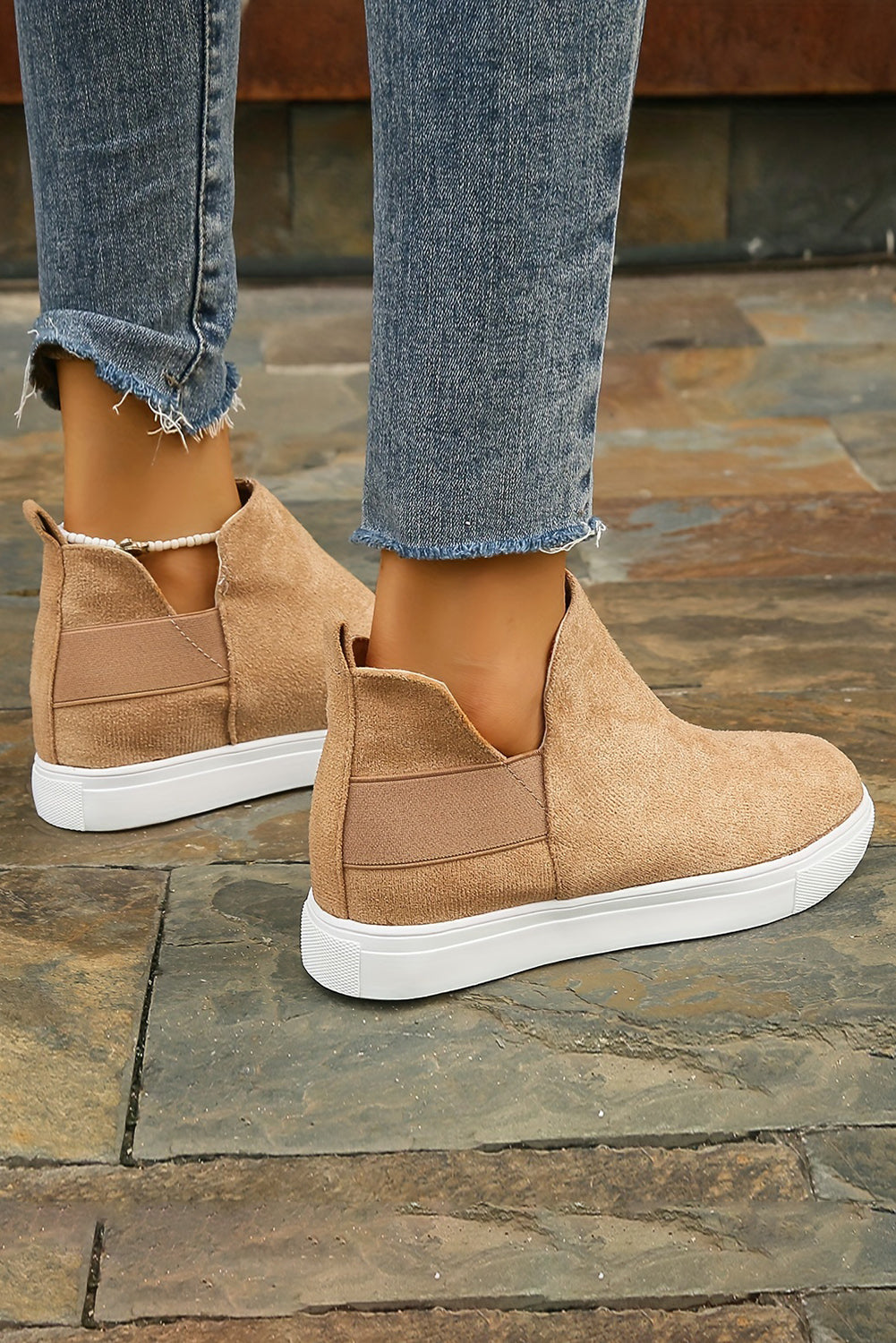 Camel High Top Suede Sneakers