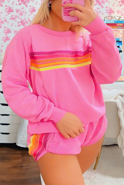 Colorful Striped Long Sleeve + Shorts Set (S-3XL - 4 Colors)