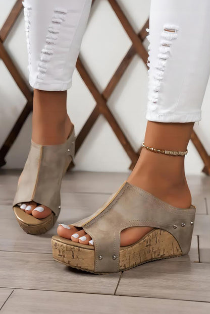 Studded Leather Wedges