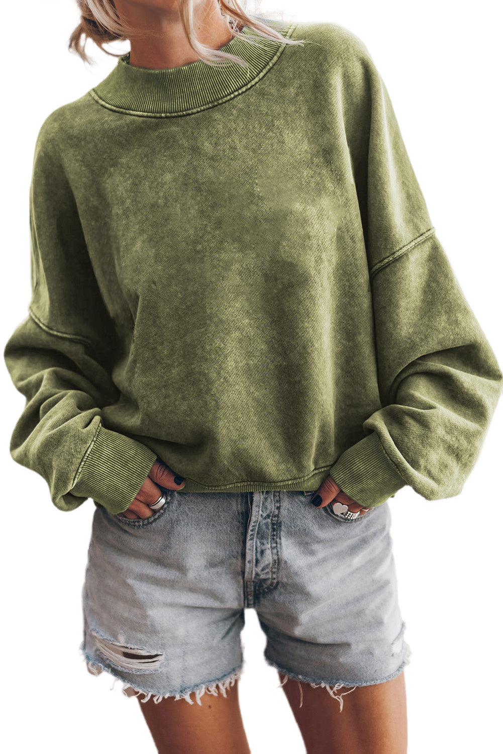 Brown Plain Drop Shoulder Crew Neck Sweatshirt