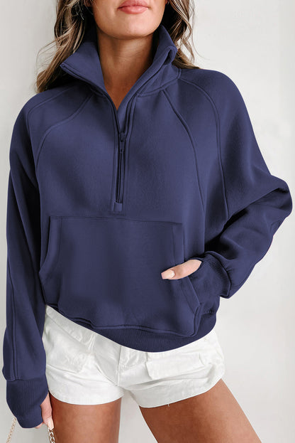 Quarter Zip Flamingo Collar Sweatshirt (S-3XL - 12 Colors)