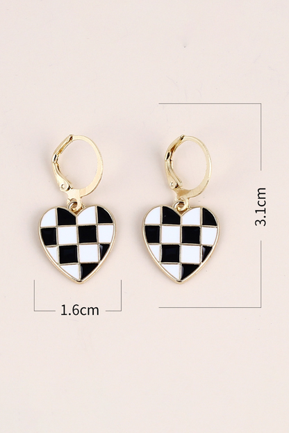 Checkered Heart Hoop Earrings