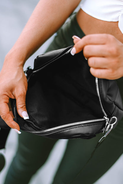 Black Leopard Pattern Crossbody Bag with Coin Purse