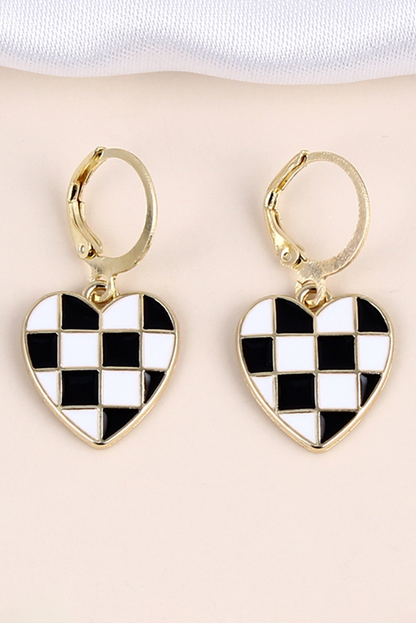 Checkered Heart Hoop Earrings