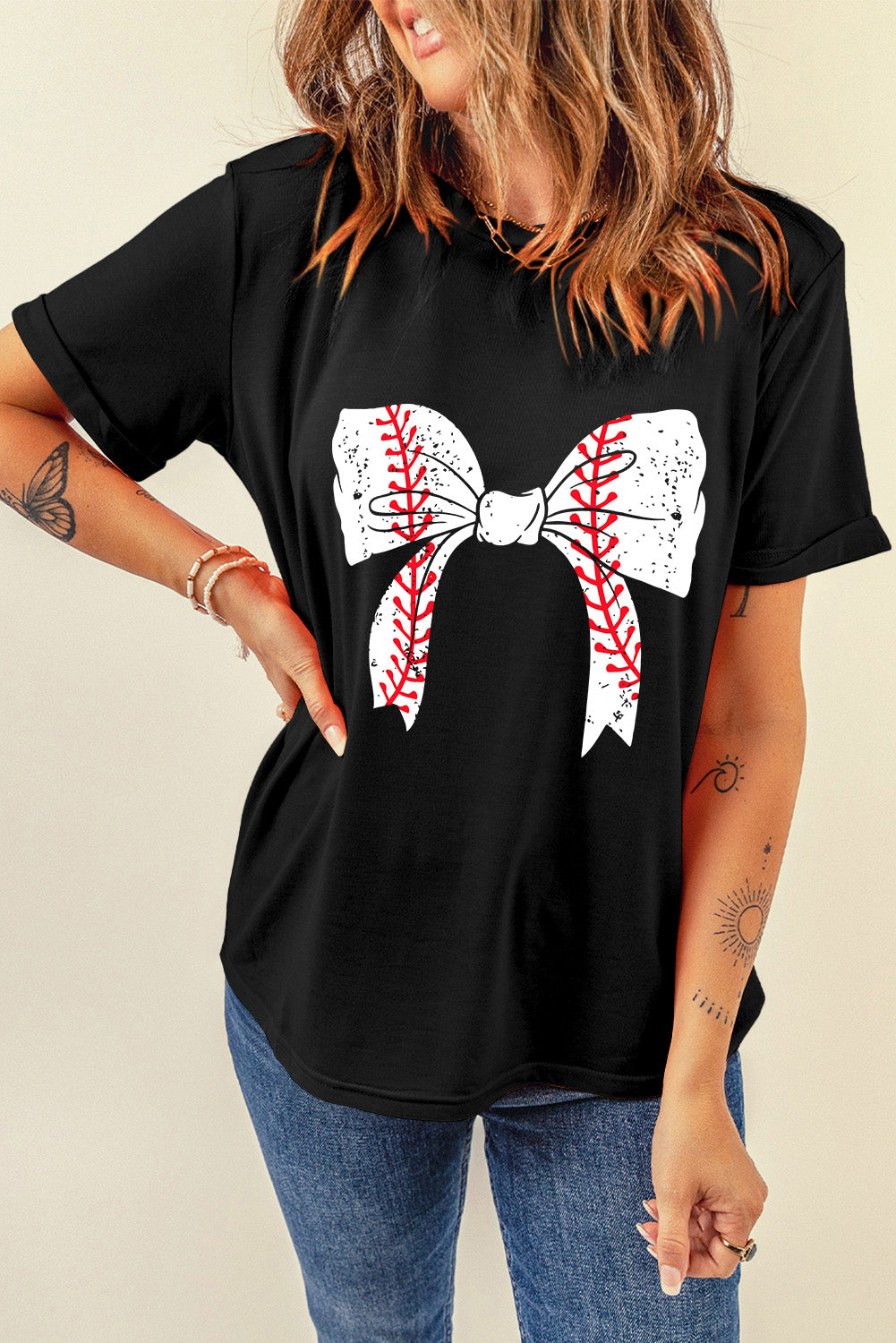 Baseball/Softball Bow Graphic Tee (S-2XL - 2 Styles)