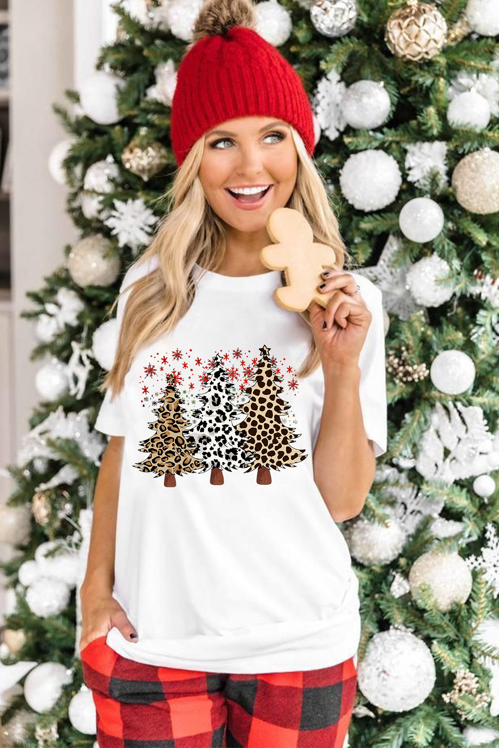 Leopard Christmas Tree Graphic Tee (S-3XL)