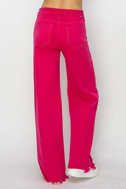 RISEN Fuchsia High Rise Wide Leg Jeans (0-15)