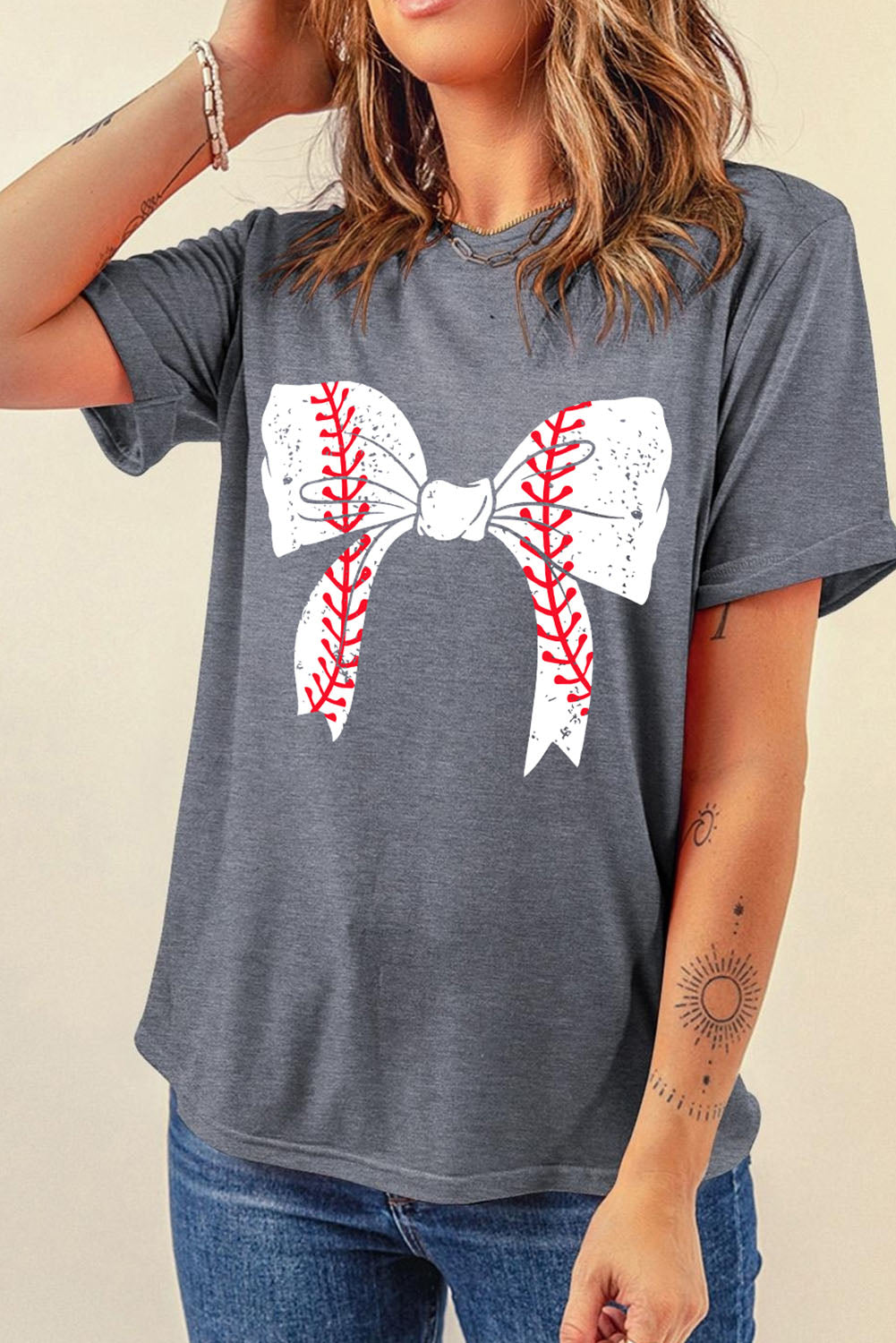 Baseball/Softball Bow Graphic Tee (S-2XL - 2 Styles)