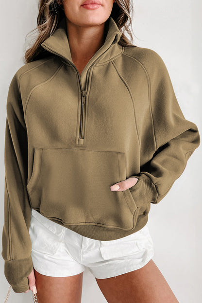 Quarter Zip Flamingo Collar Sweatshirt (S-3XL - 12 Colors)