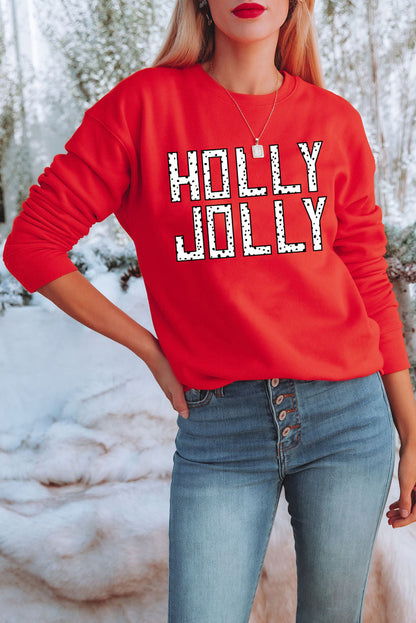 'Holly Jolly' Dotty Letter Graphic Crewneck (S-2XL)