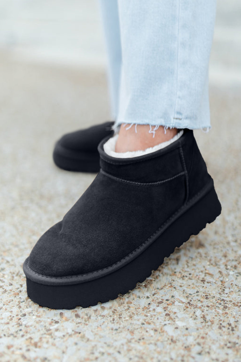 Ankle Fur Lined Suede Boots