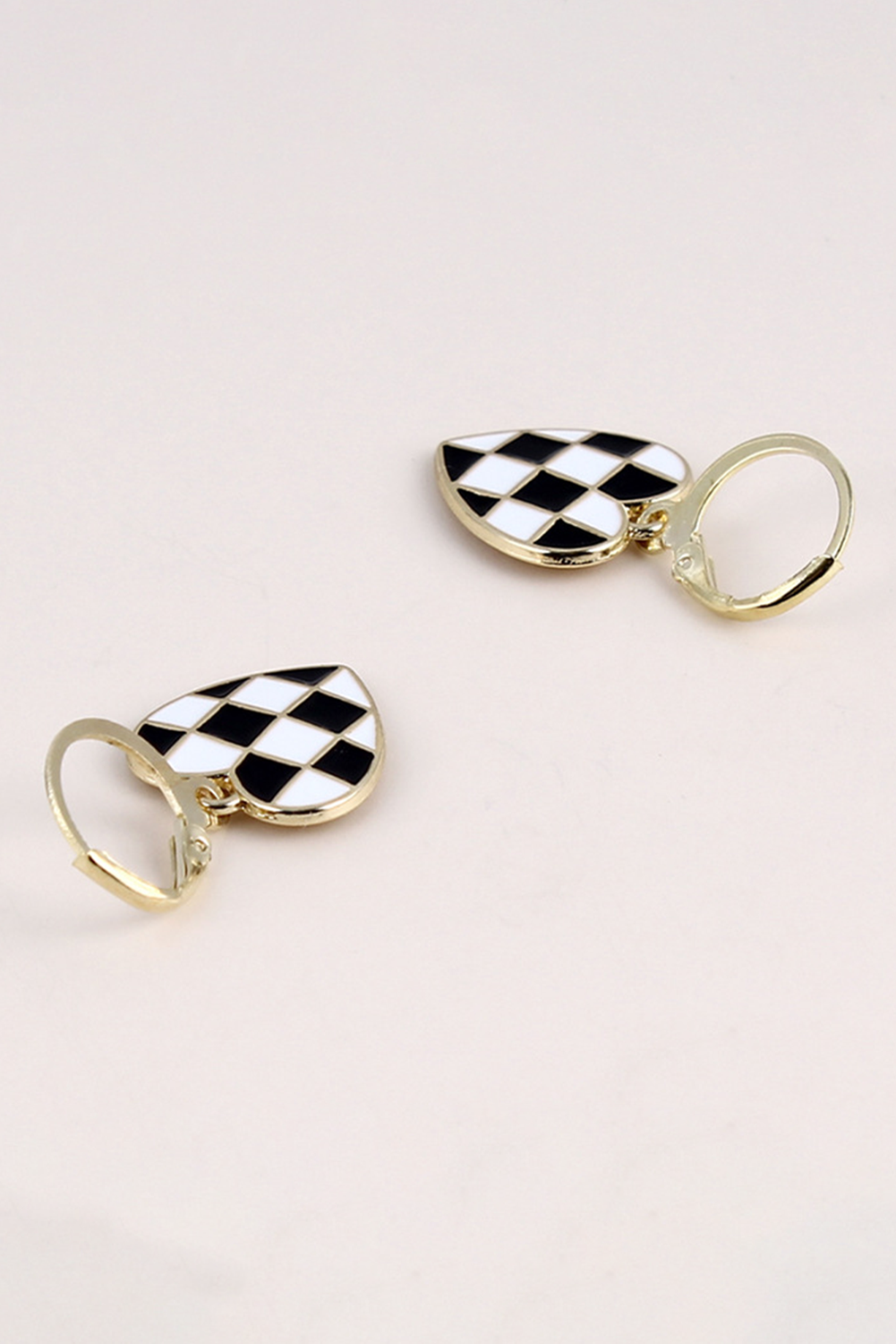 Checkered Heart Hoop Earrings