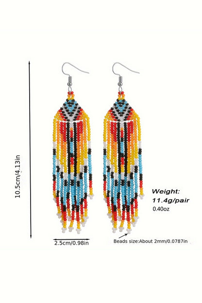 Boho Colorful Beaded Tassel Earrings