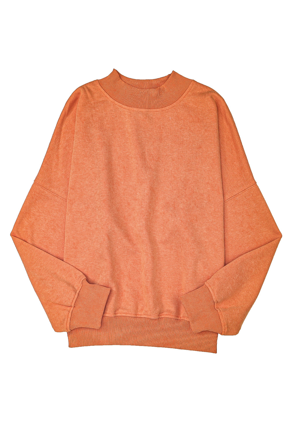 Brown Plain Drop Shoulder Crew Neck Sweatshirt