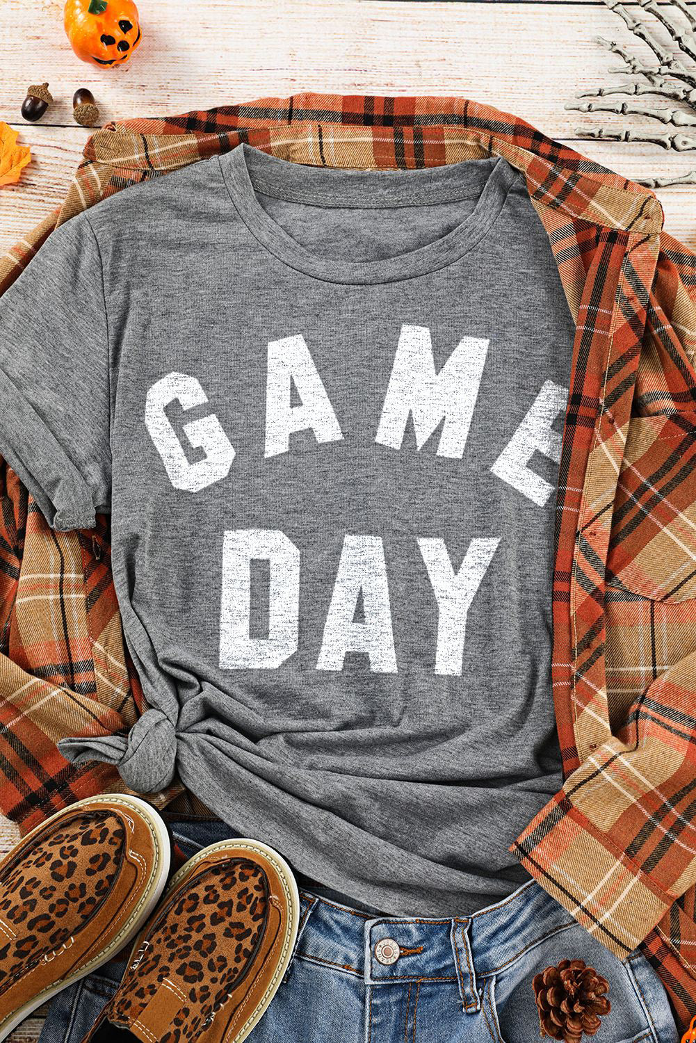 Gray GAME DAY Crewneck Graphic Tee (S-2XL)