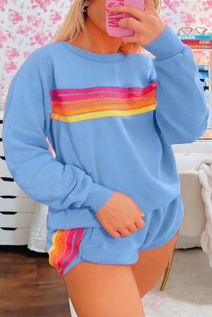 Colorful Striped Long Sleeve + Shorts Set (S-3XL - 4 Colors)