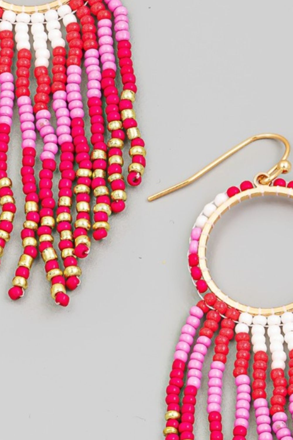 Fame Circle Seed Beaded Fringe Earrings