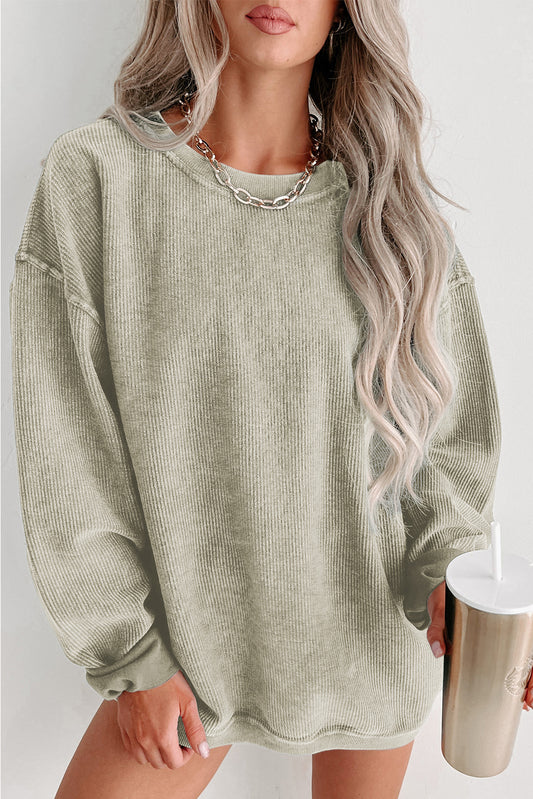 Ribbed Drop Sleeve Pullover Sweatshirt (S-2XL - 6 Colors)