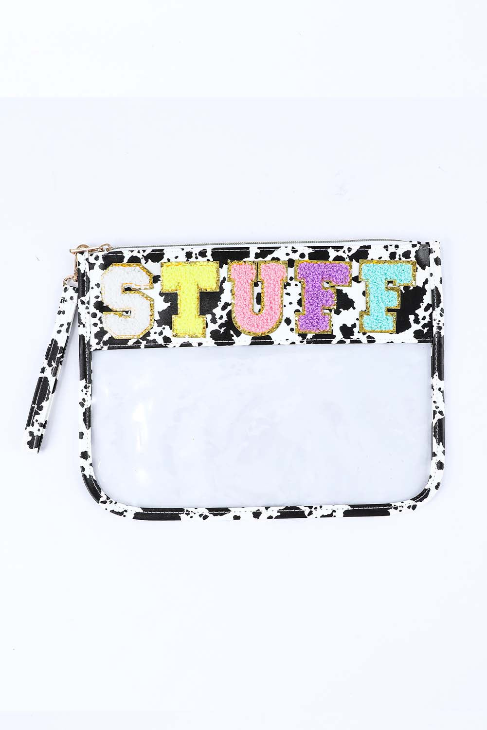 STUFF Animal Print Transparent Zipped Handbag