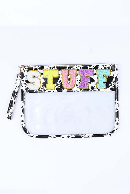 STUFF Animal Print Transparent Zipped Handbag