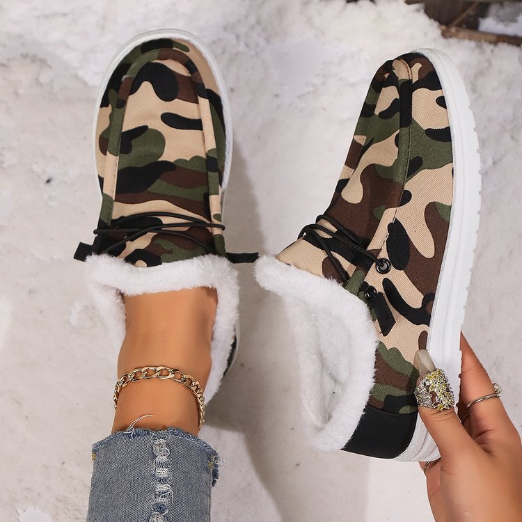 Fuzzy Camo Round Toe Shoes