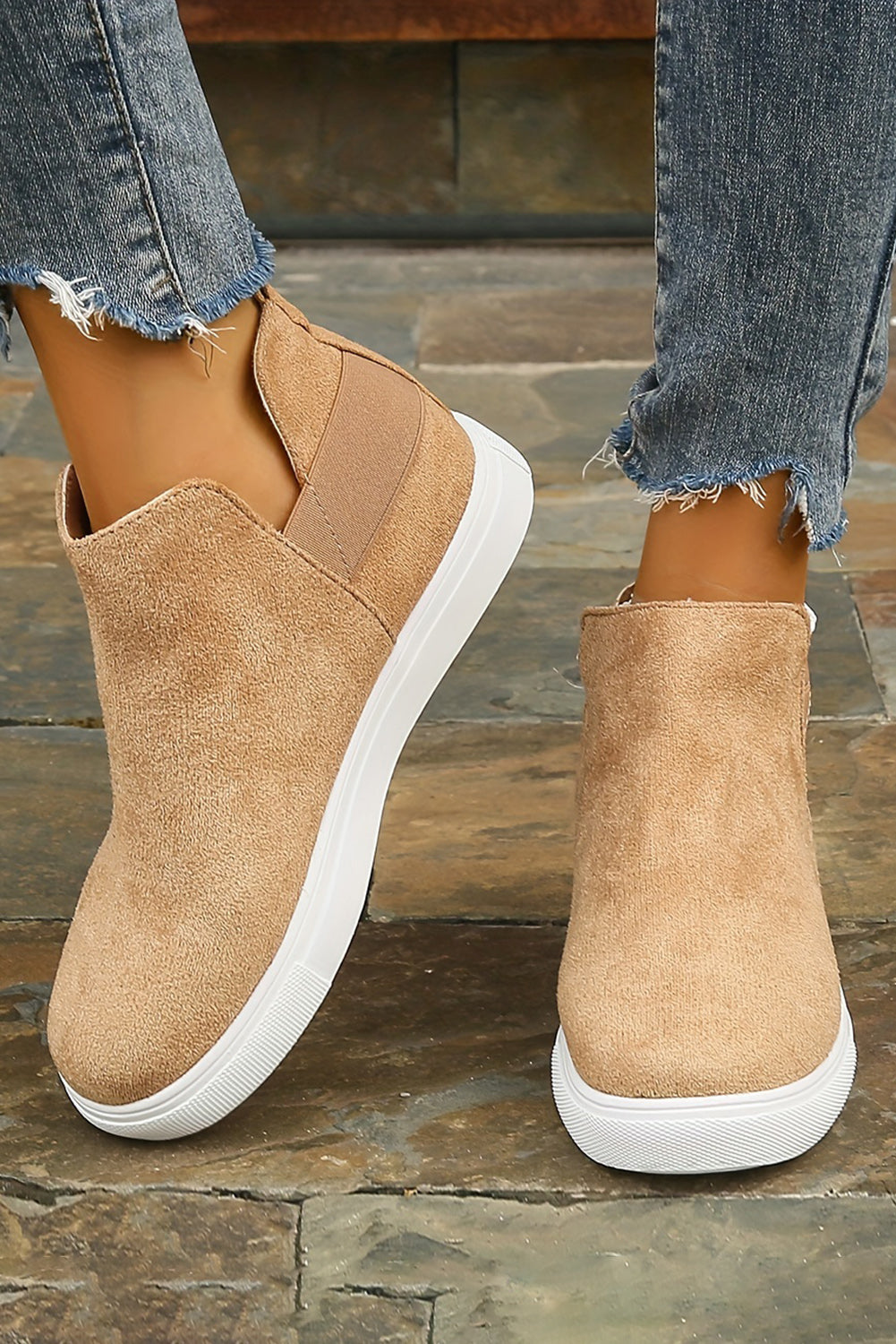 Camel High Top Suede Sneakers