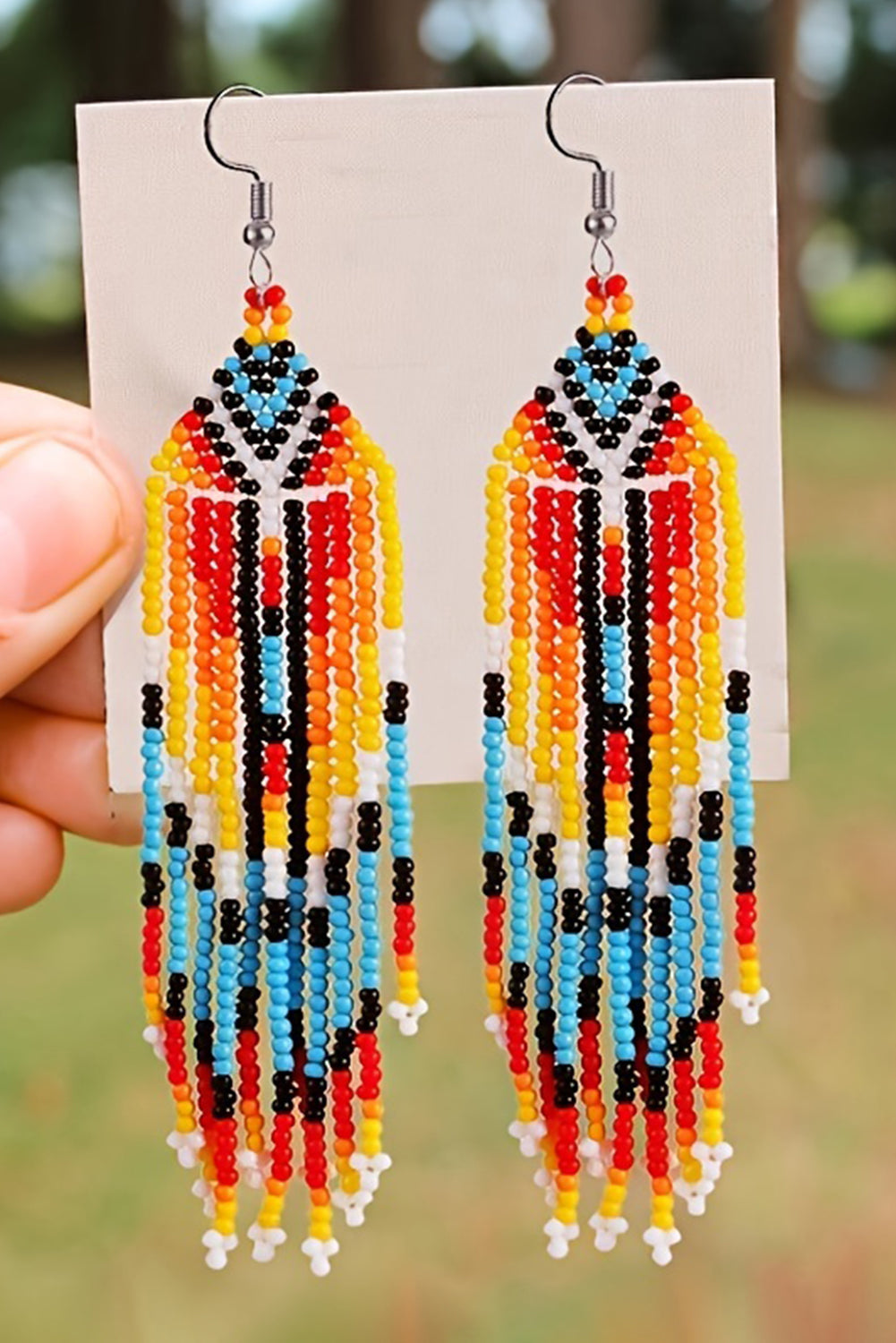 Boho Colorful Beaded Tassel Earrings