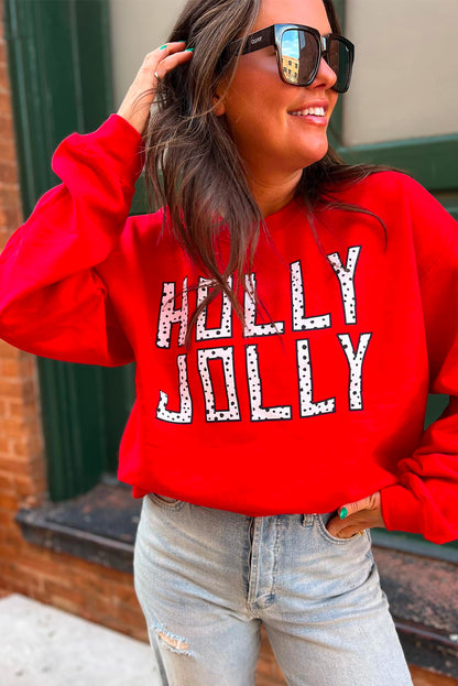 'Holly Jolly' Dotty Letter Graphic Crewneck (S-2XL)