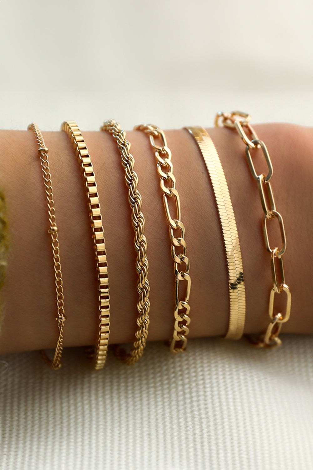 Gold Multi Layered Chain Bracelet Set