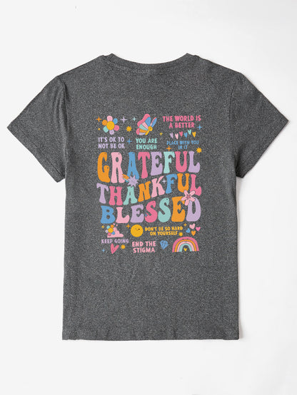 'Grateful Thankful Blessed' Short Sleeve T-Shirt (S-2XL - 8 Colors)