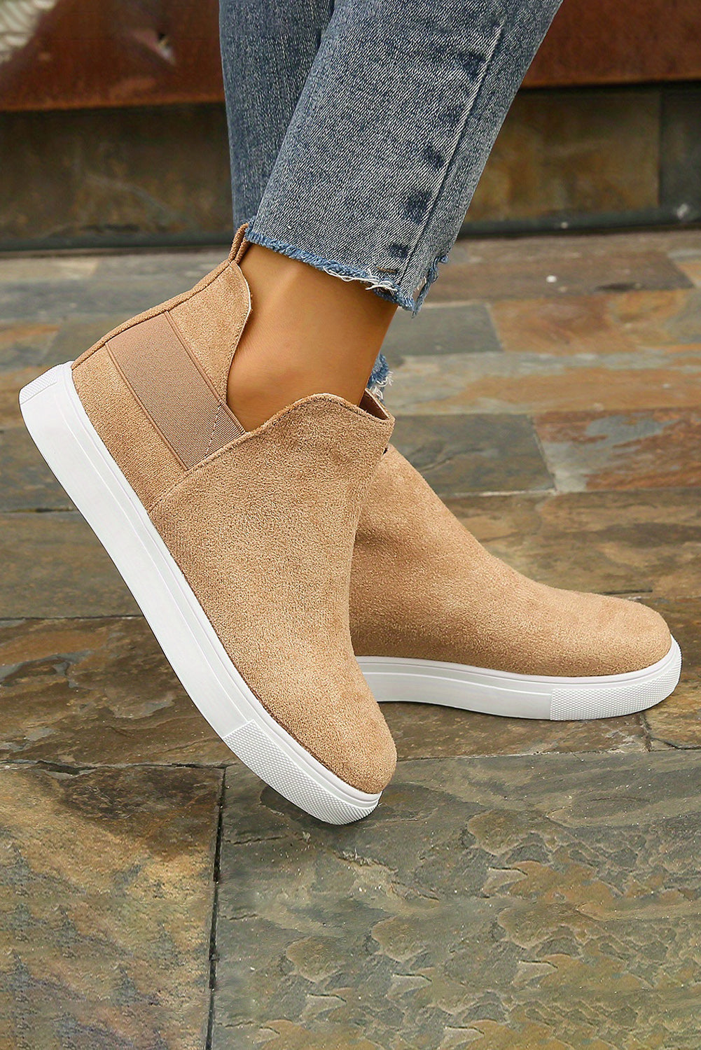 Camel High Top Suede Sneakers