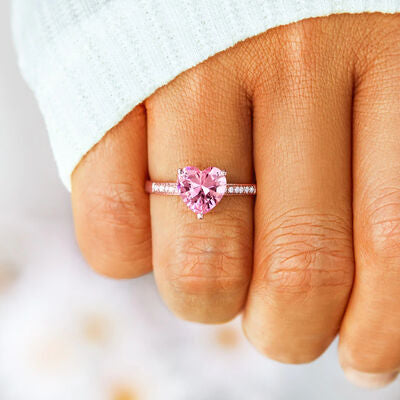 Heart Zircon Silver Ring